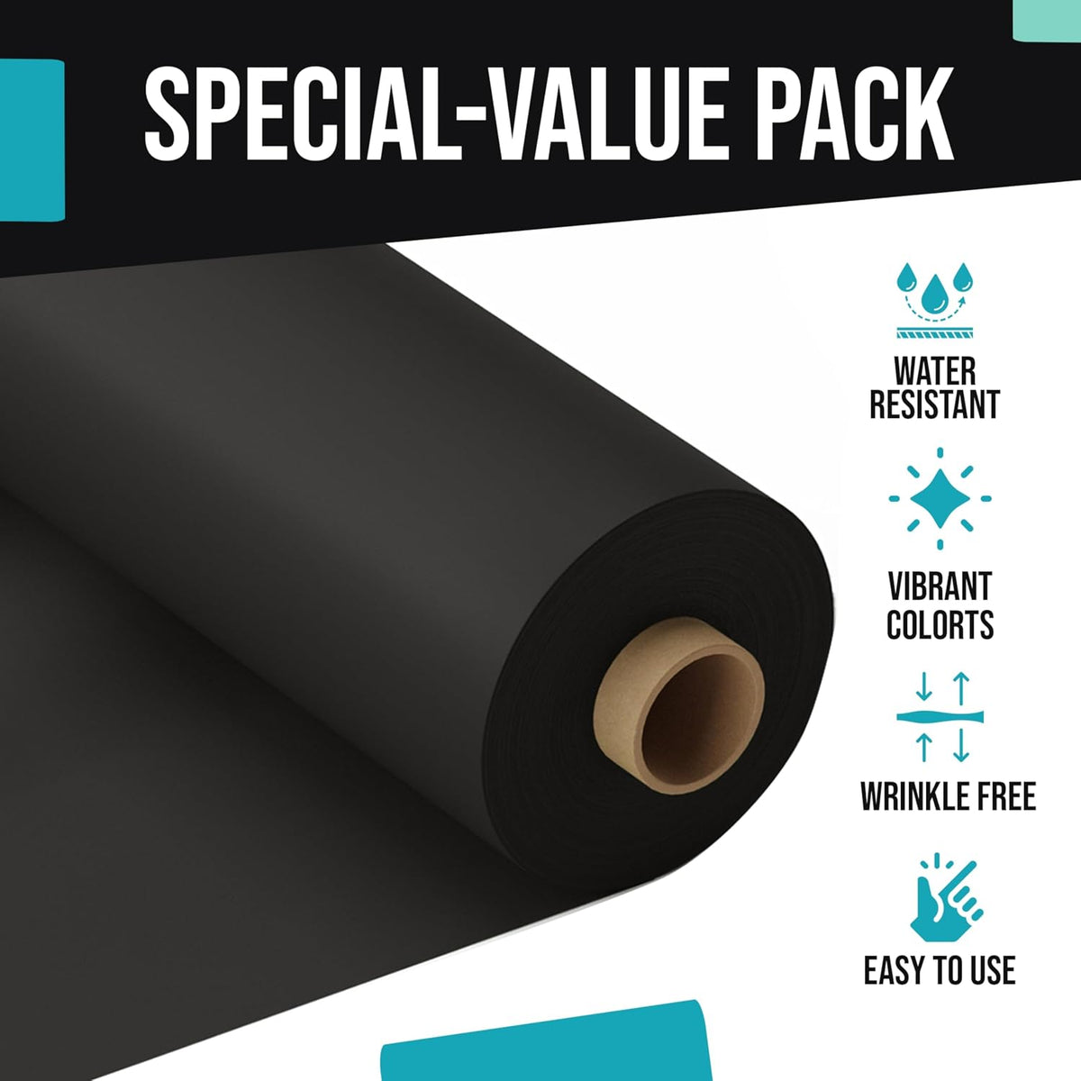 Exquisite Basic Black Plastic Table Cover Roll 40" x 300'