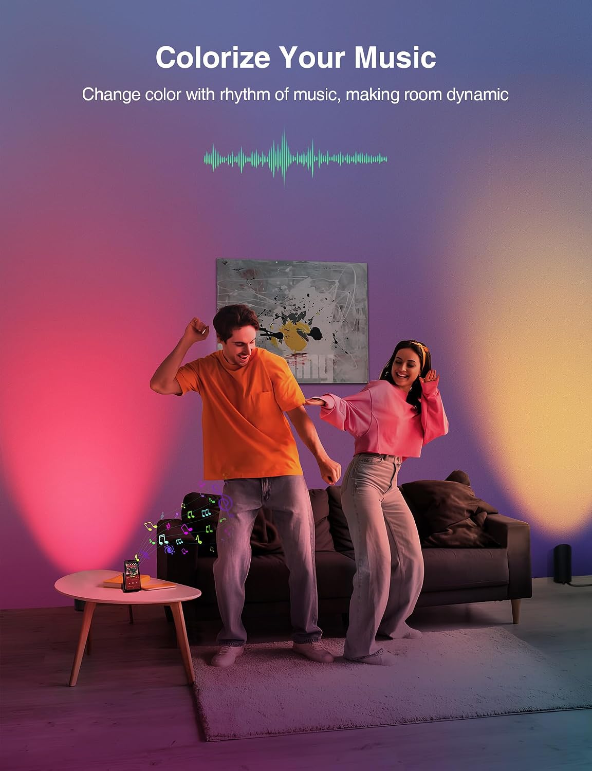 SUNVIE 5W Smart Floor Can Light Dimmable Uplights Indoor, RGBCW, 2PCS