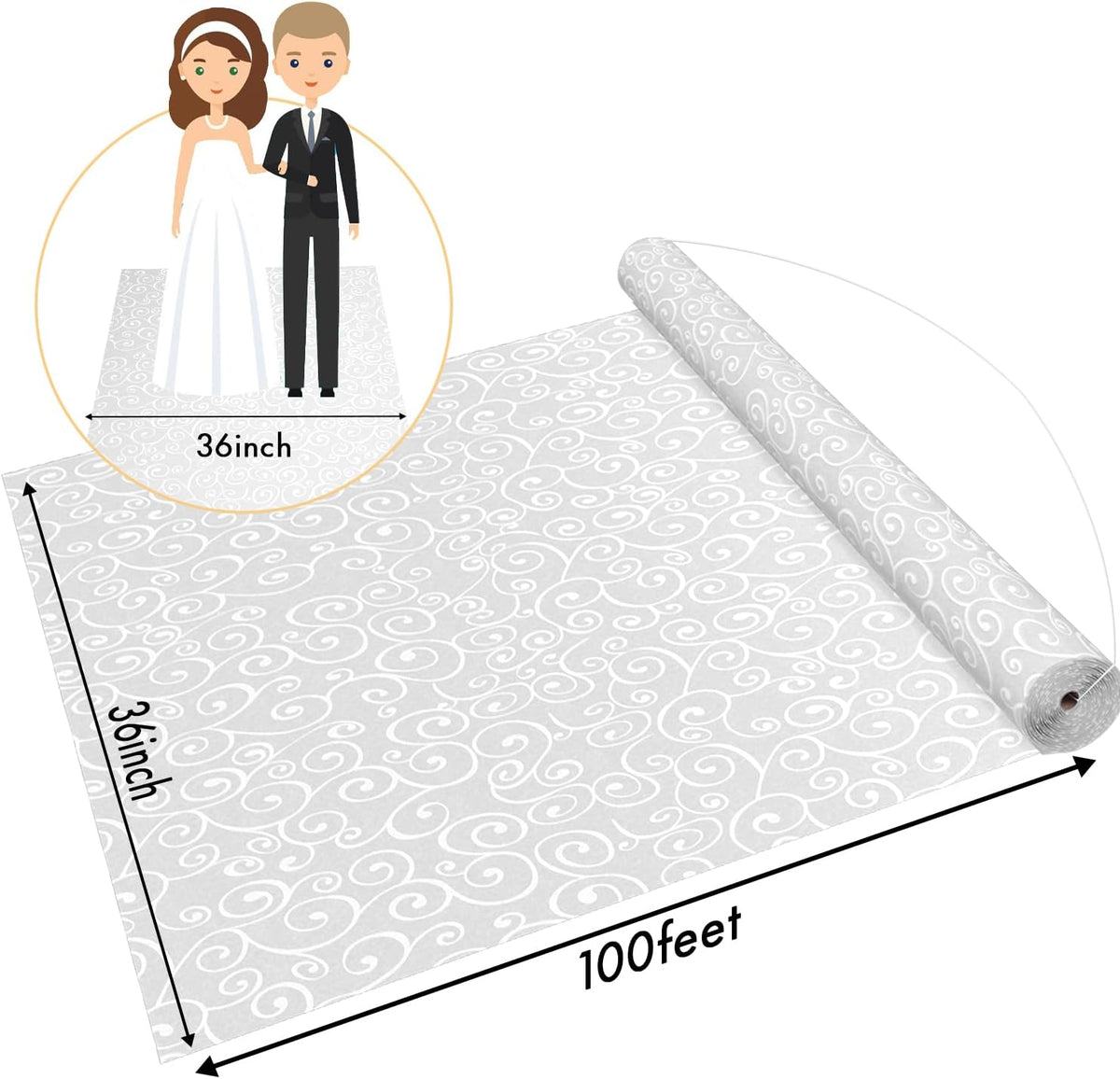 Aisle Runner, White, 3x100 Feet