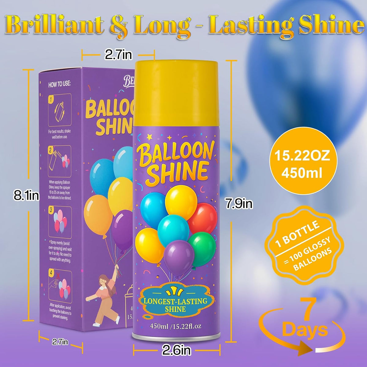 Balloon Shine Spray 15 oz : Silicone High Gloss for Party Decor 3 PACK
