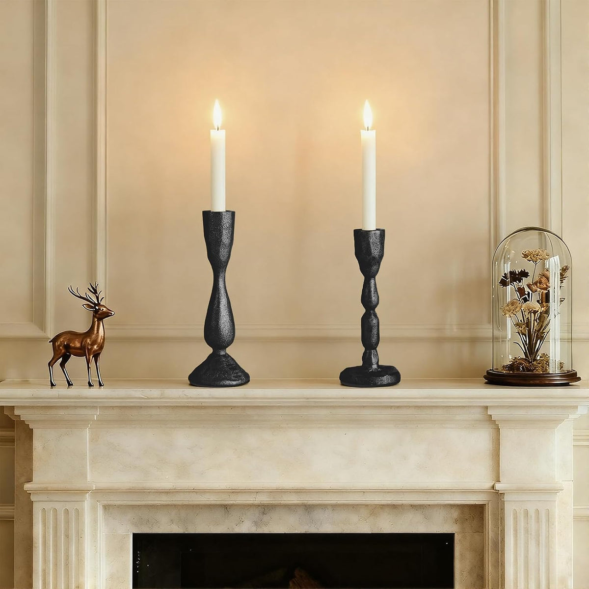Black Taper Candle Holders Set of 2 Vintage Iron Black Candlestick Holder