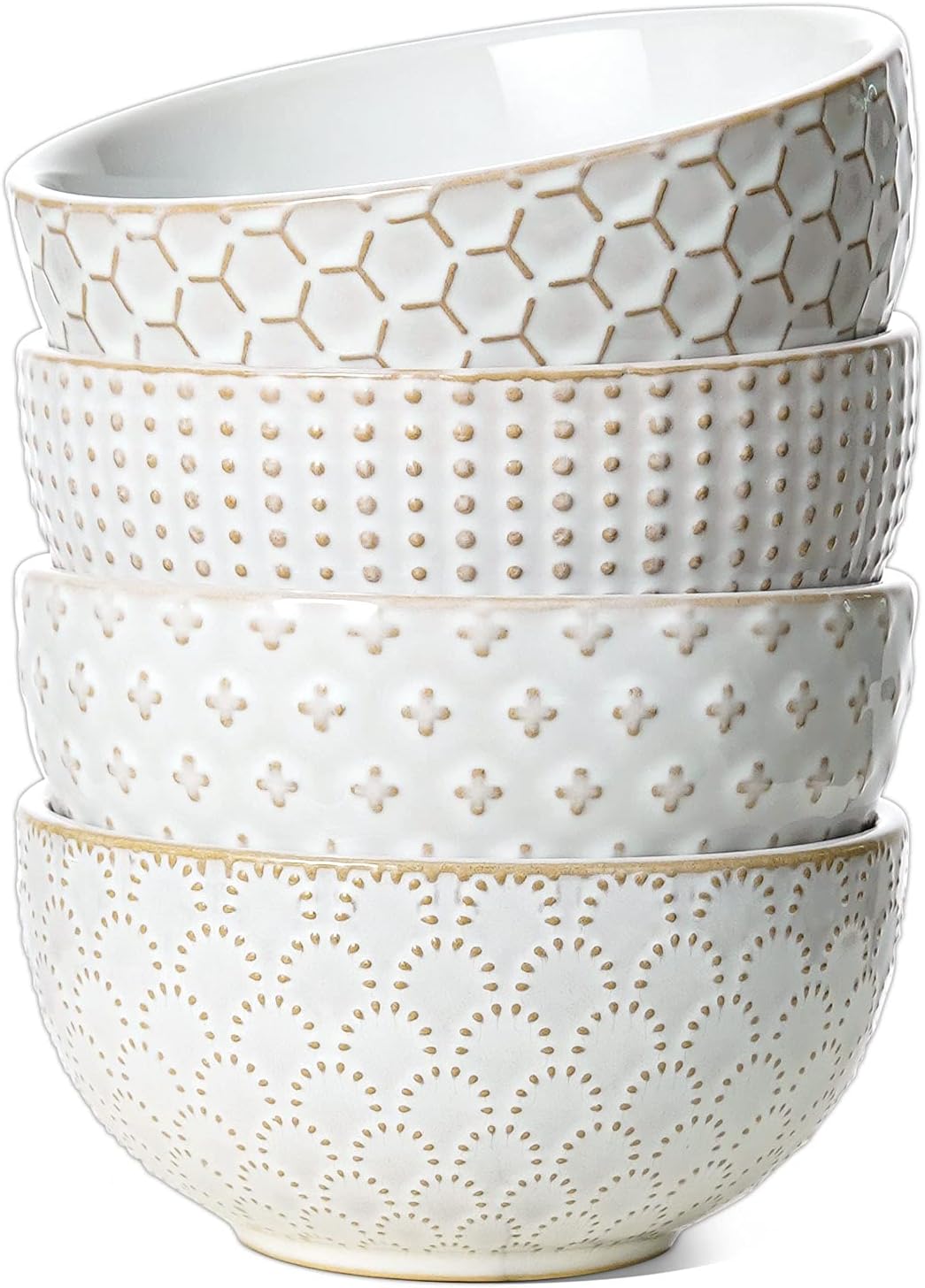 LE TAUCI Cereal bowls 26 oz, Ceramic Soup Bowl for Kitchen, Embossment Stonew...