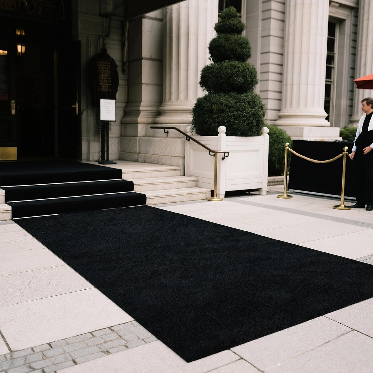 Extra Thick Black Carpet Runner 3 x 30Ft, Non-Slip TPR Rubber Backing, 450 GS...