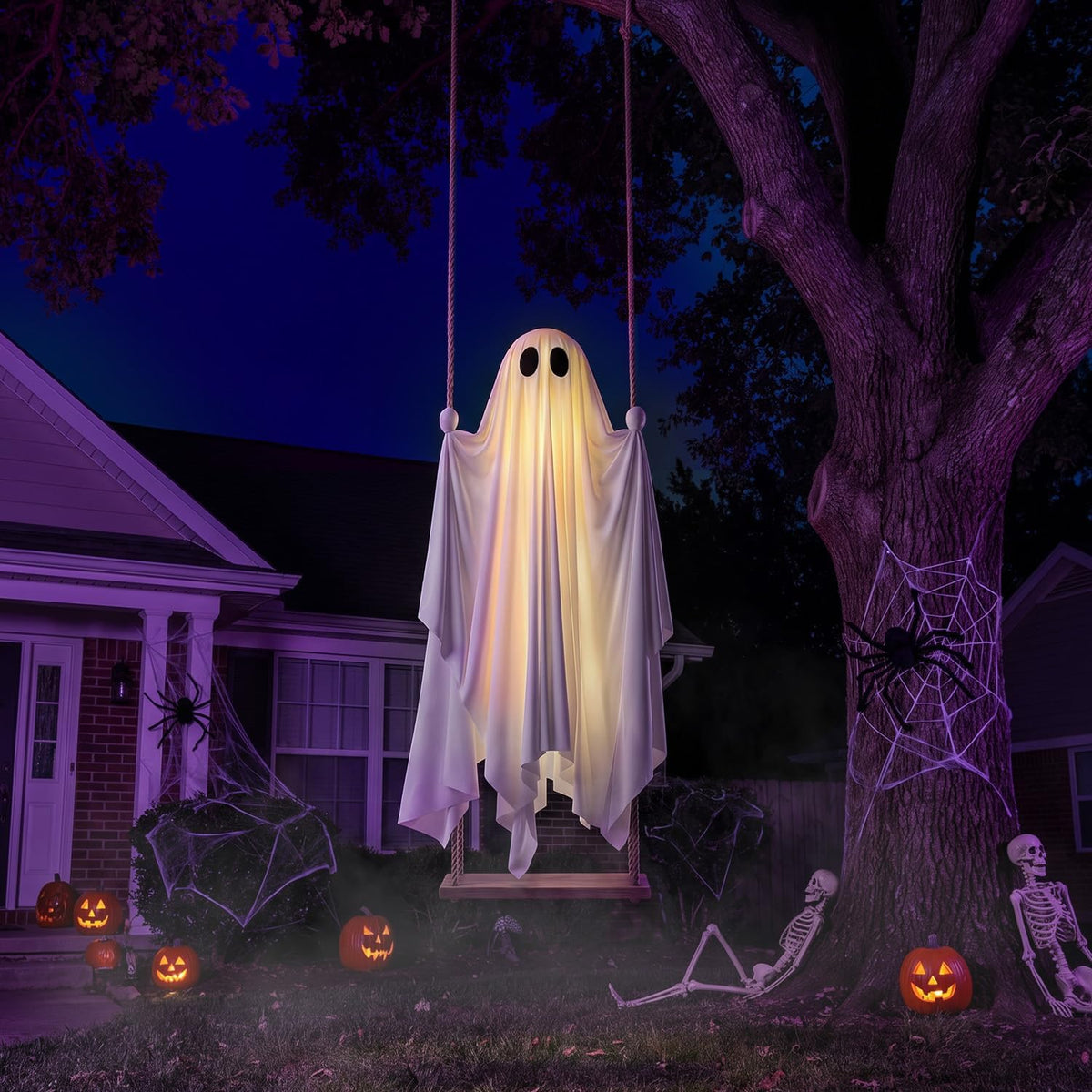 Halloween 5FT Swinging Ghost Outdoor Decor, Halloween Decorations Outdoor