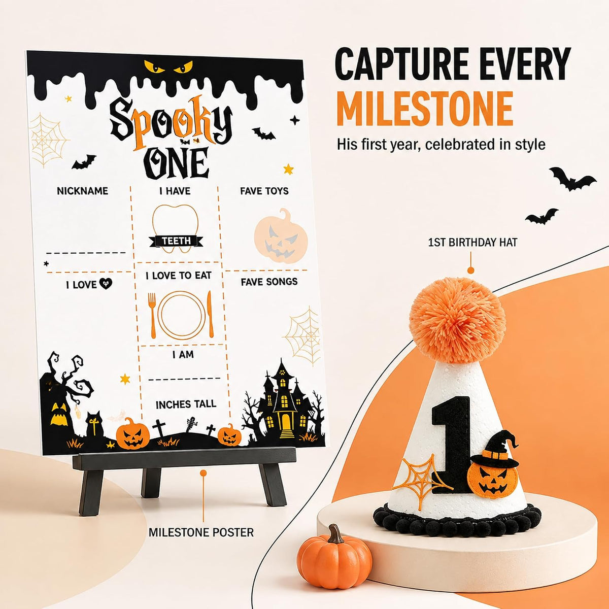 Halloween 1st Birthday Party Decorations,Spooky One Birthday Supplies Decor