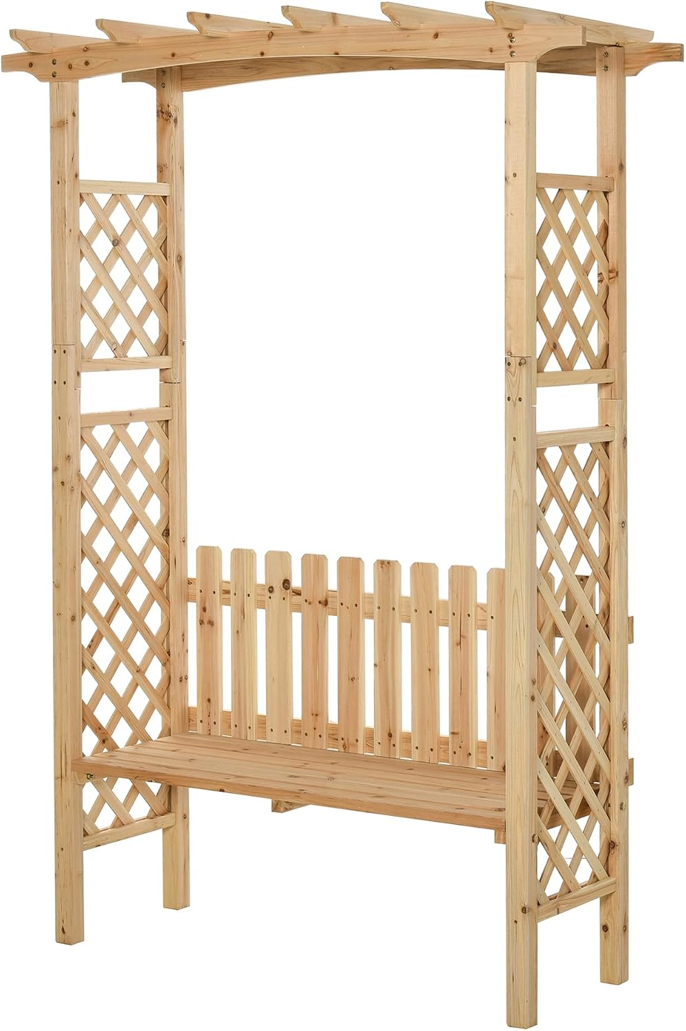Outsunny Wooden Garden Arbor for Climbing Plants with Bench Natural