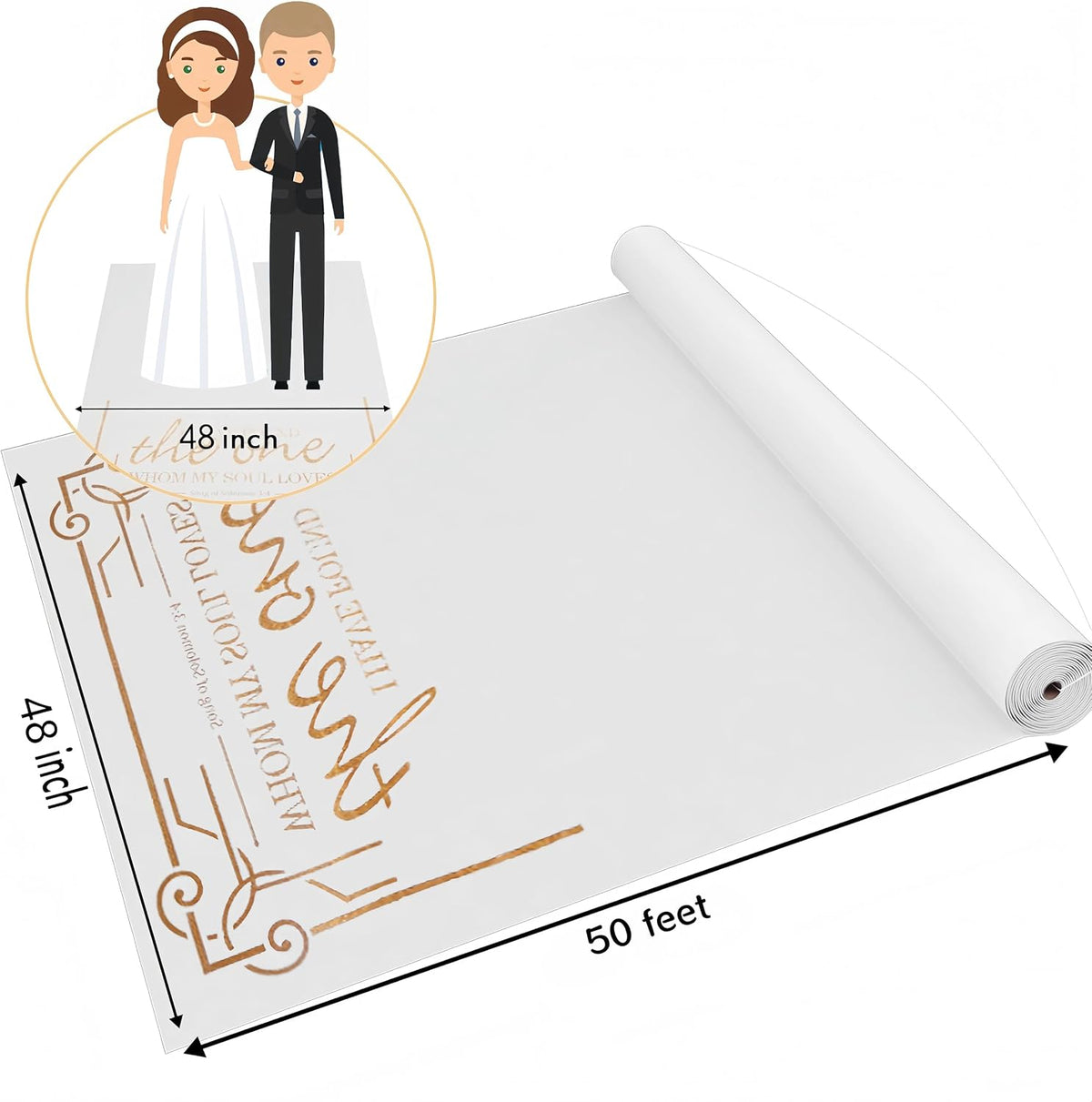 Aisle Runner for Wedding Ceremony, Gold, 4x50 Feet