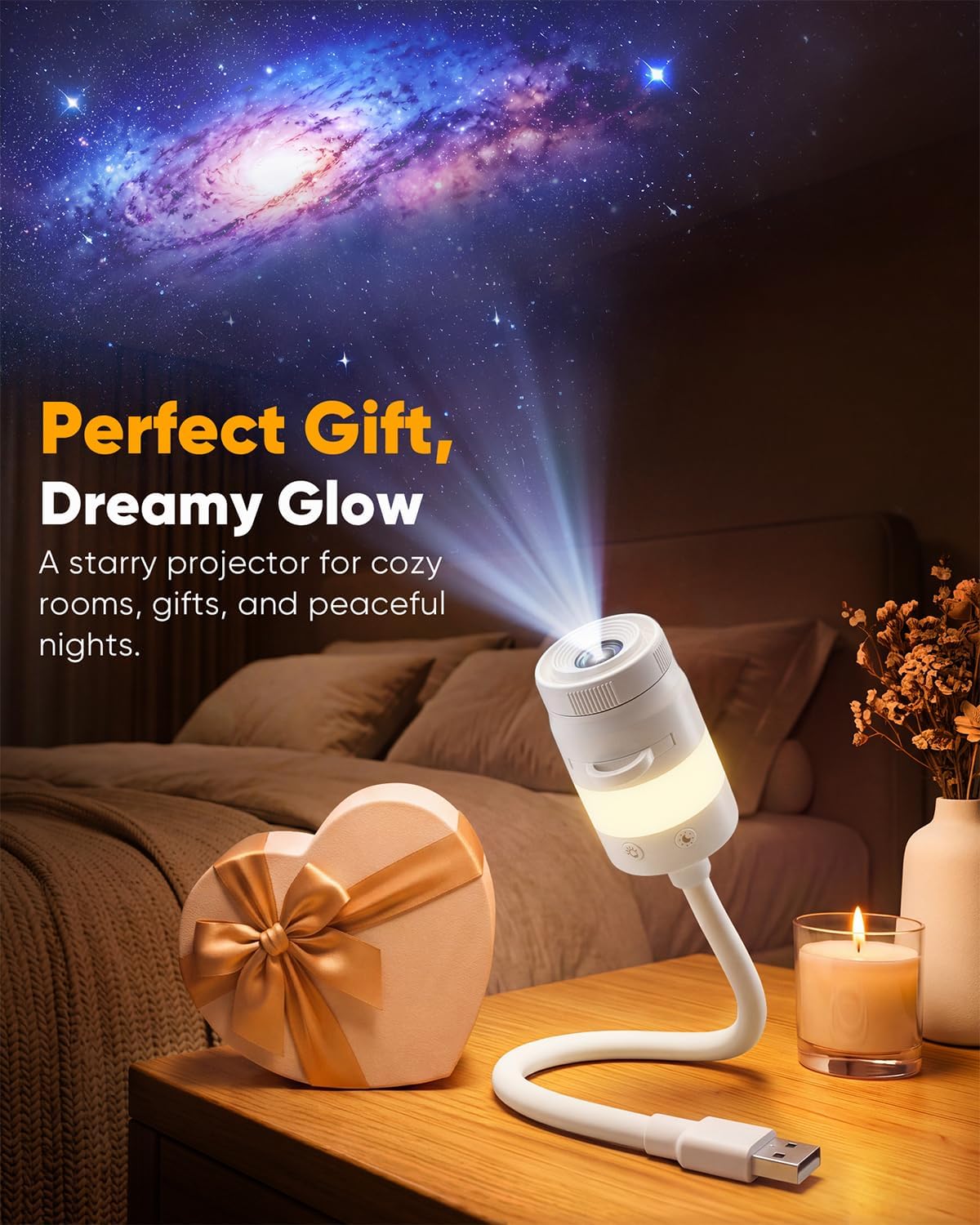 2-in-1 Galaxy Star Ocean Night Light Projector Plug and Play HD 5D