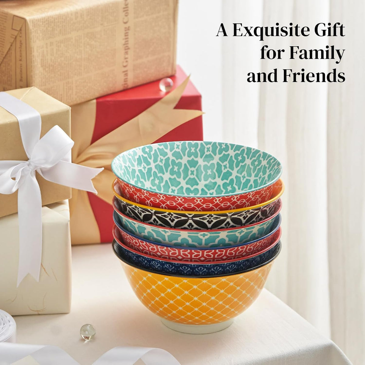 DOWAN Soup Bowls Set of 6, Cereal Bowls for Kitchen, 23 OZ Large Ceramic Bowl...