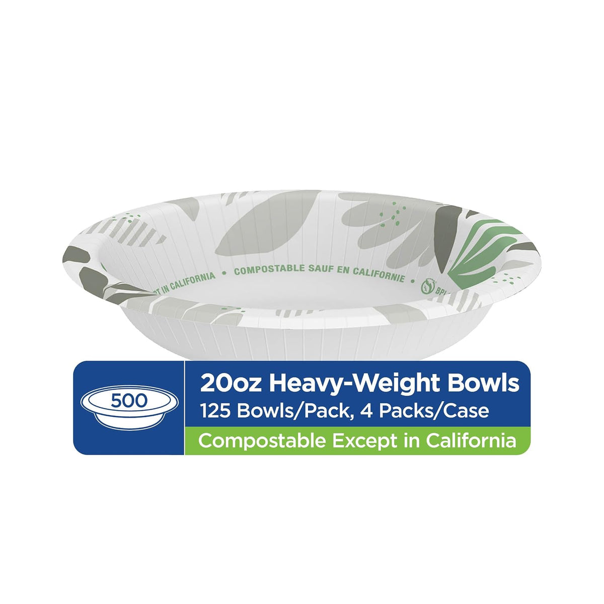 Dixie Ultra 20 oz Heavy-Weight Paper Bowls, Pathways, 500 Count, Bulk Case, 4...