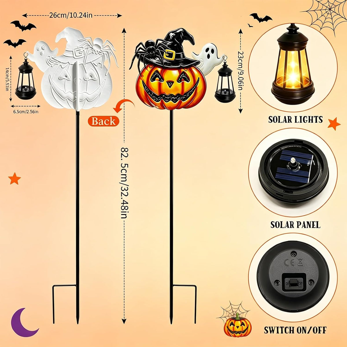 Solar Halloween Pumpkin Outdoor Lights Jack O Halloween Garden Stake Lights