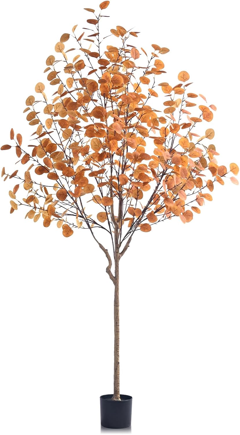 Artificial Eucalyptus Tree for Fall Decor, 6 FT Fall Tree with Realistic Euca...