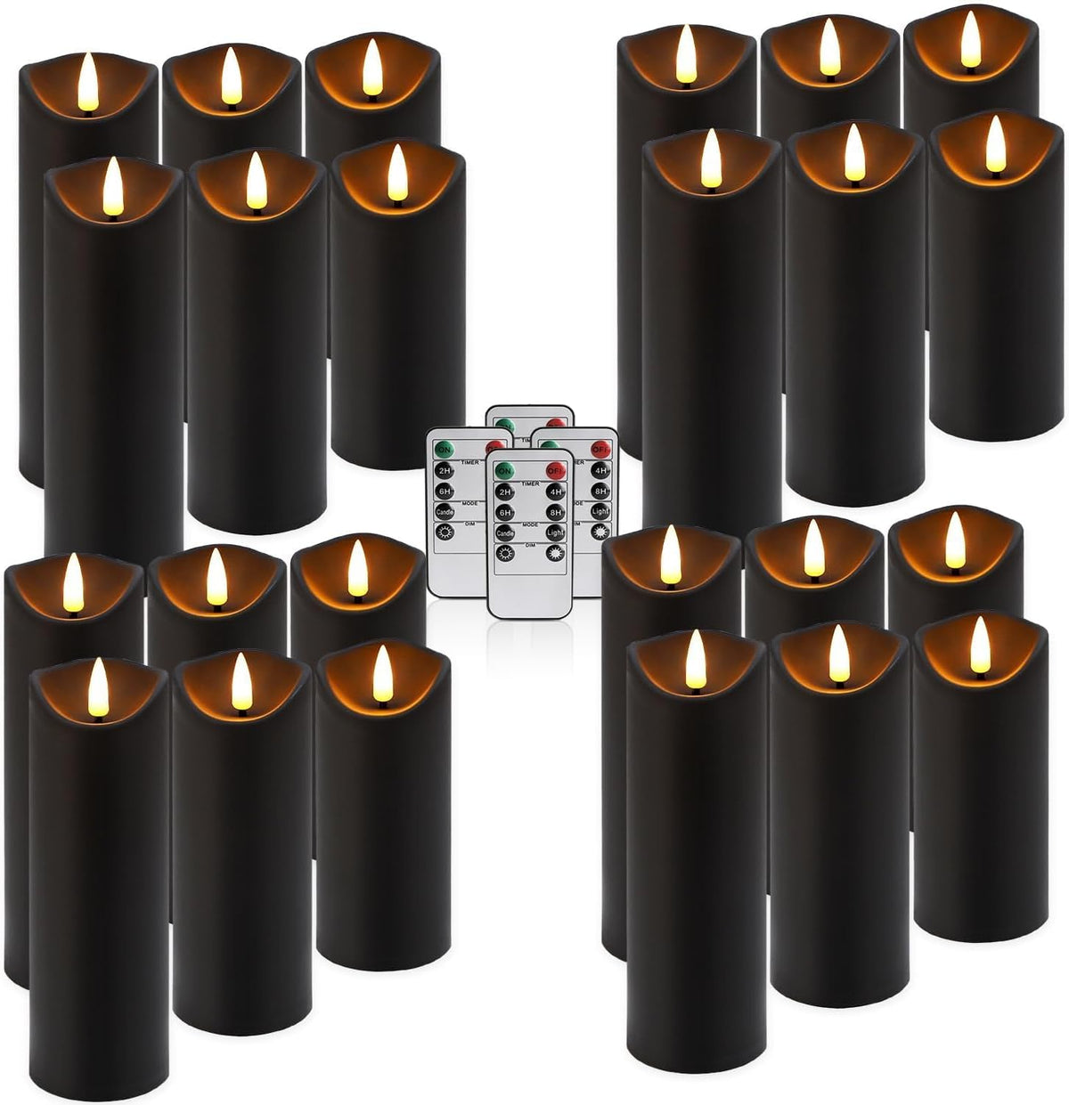 24 Pack Black Halloween Decoration Flickering Flameless Candles(D2.2 xH 5&quo...
