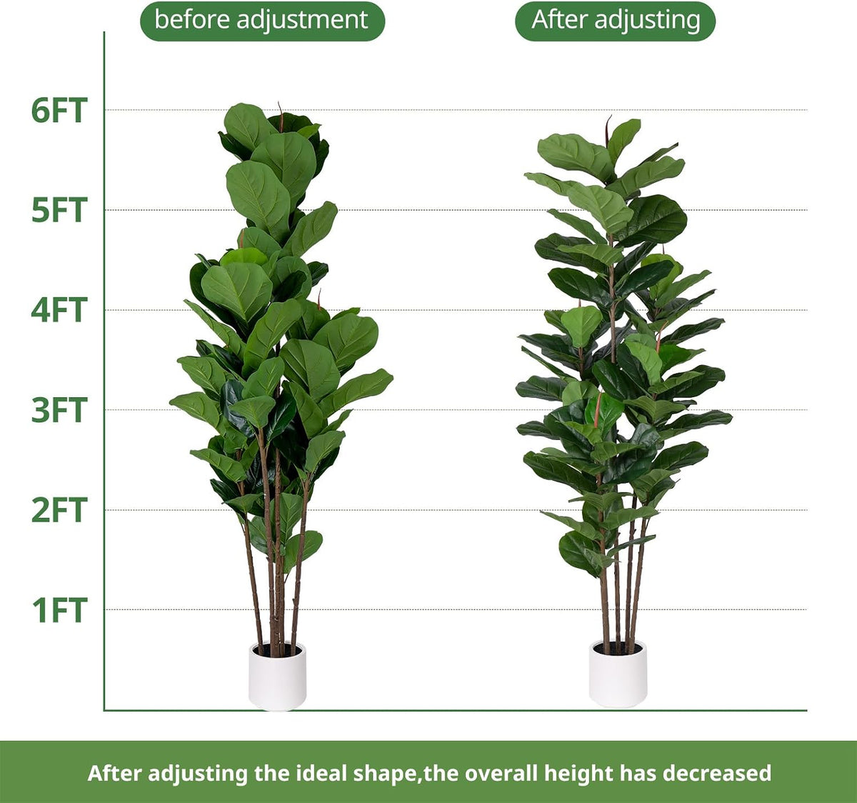 Yepdin Faux Fiddle Leaf Fig Tree 6 FT - Artificial Ficus Tree with Tall Artif...