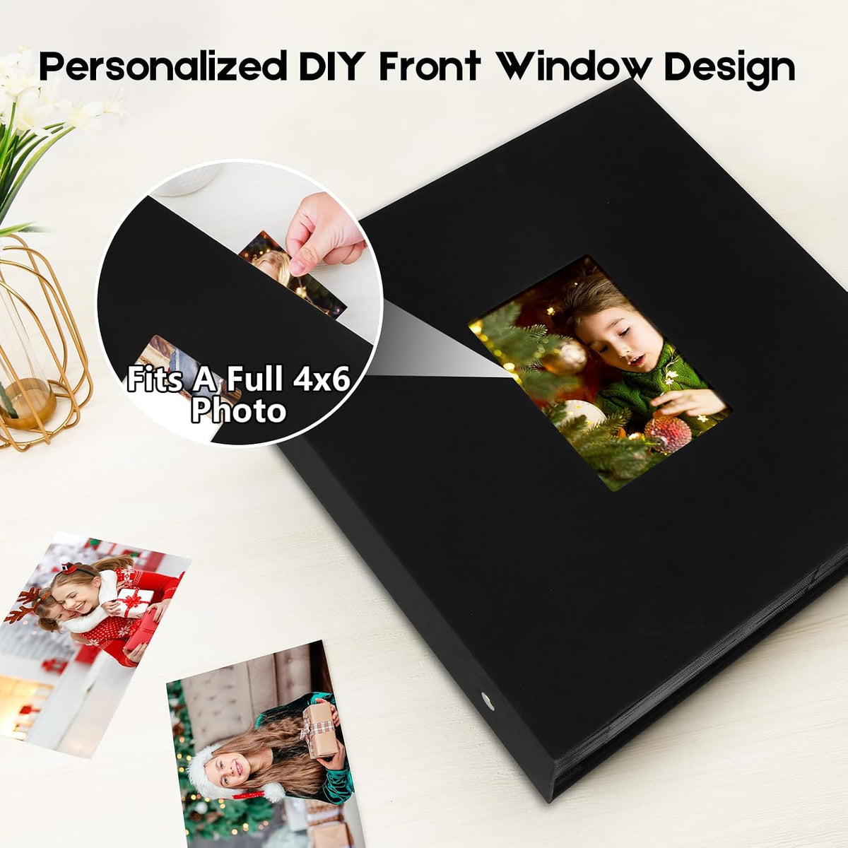 Aevdor Large Capacity 4x6 Photo Album, 1000 Photos, Linen Cover, Black