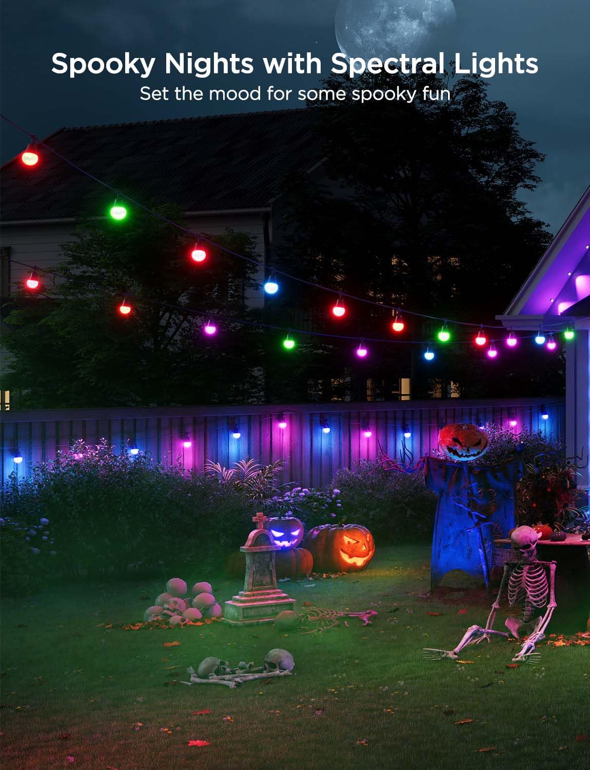 Govee Smart Outdoor String Lights 2, 144ft RGBIC Patio Lights with 45 Bulbs