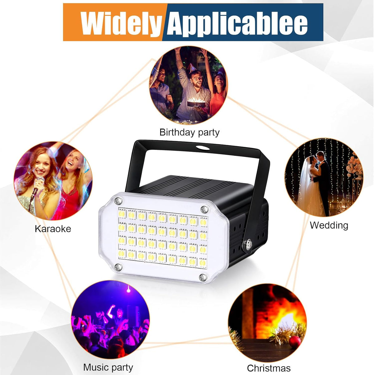 4 Pcs Halloween Strobe Light for Parties LED Strobe Light Sound Activated and...