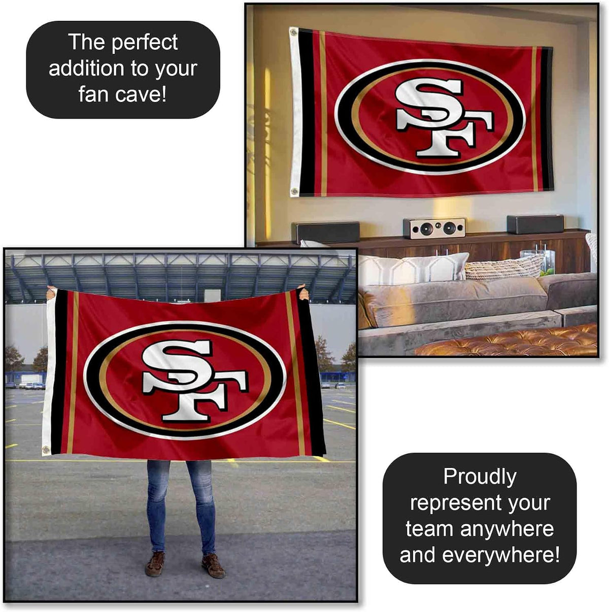 San Francisco 49ers SF Large 3x5 Flag