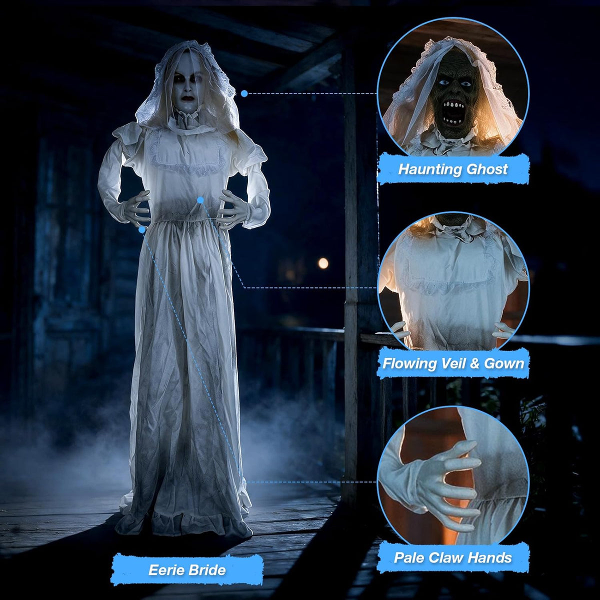 5.5FT Ghost Bride Halloween Animatronics Outdoor Decoration