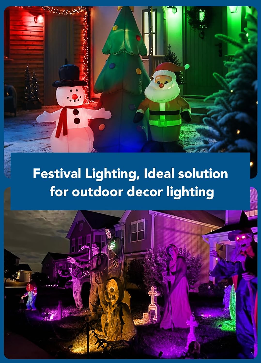 PYDS Halloween Spotlights Outdoor, 12W Super Bright RGBW Christmas Spot Light...