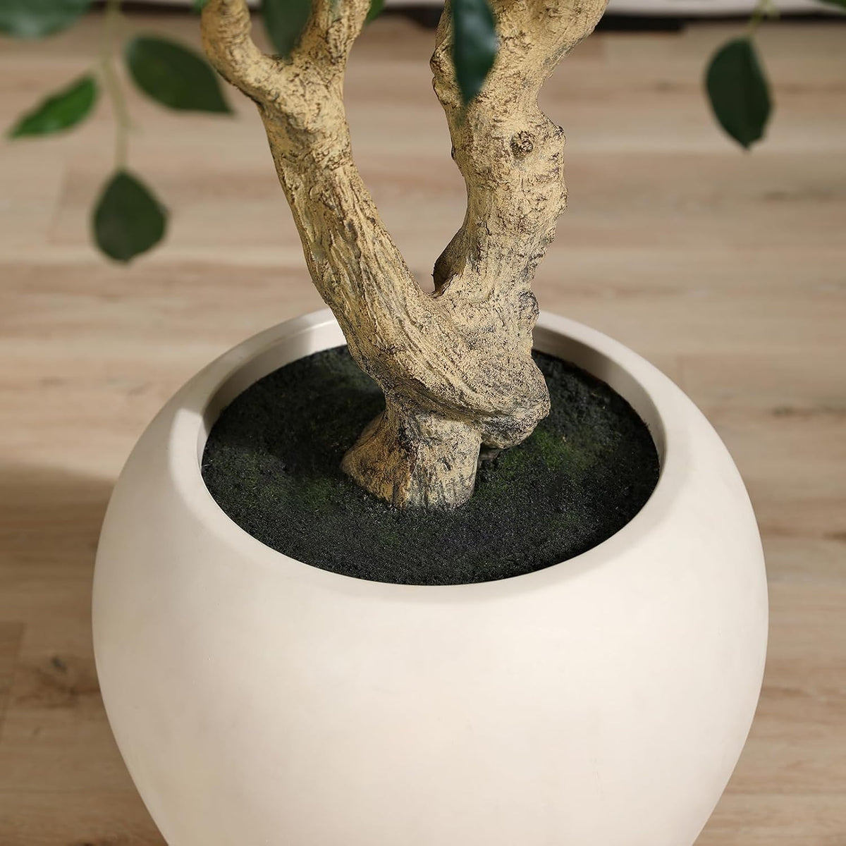 SOGUYI 8 Feet Ficus Tree Artificial Indoor with Round Artisan Planter
