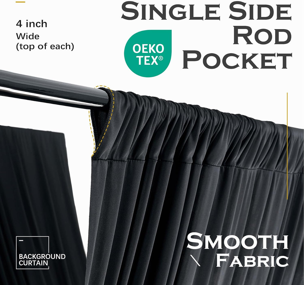 8 Panels 5ft(W) x 20ft(L) Black Ceiling Drapes for Halloween Parties