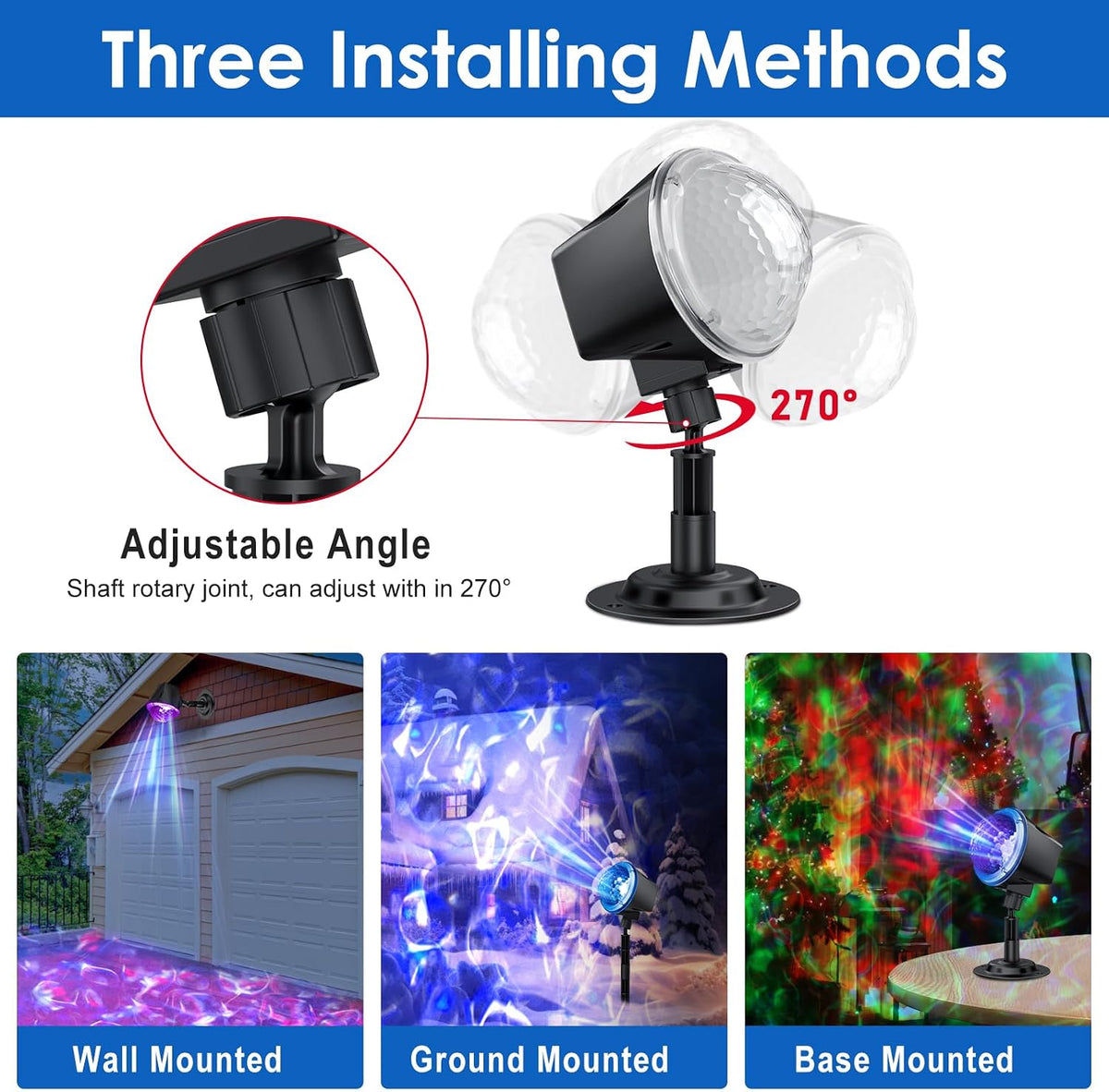 Ocean Wave Projector Light Outdoor 15 Colors Water Ripple Effect Lamp