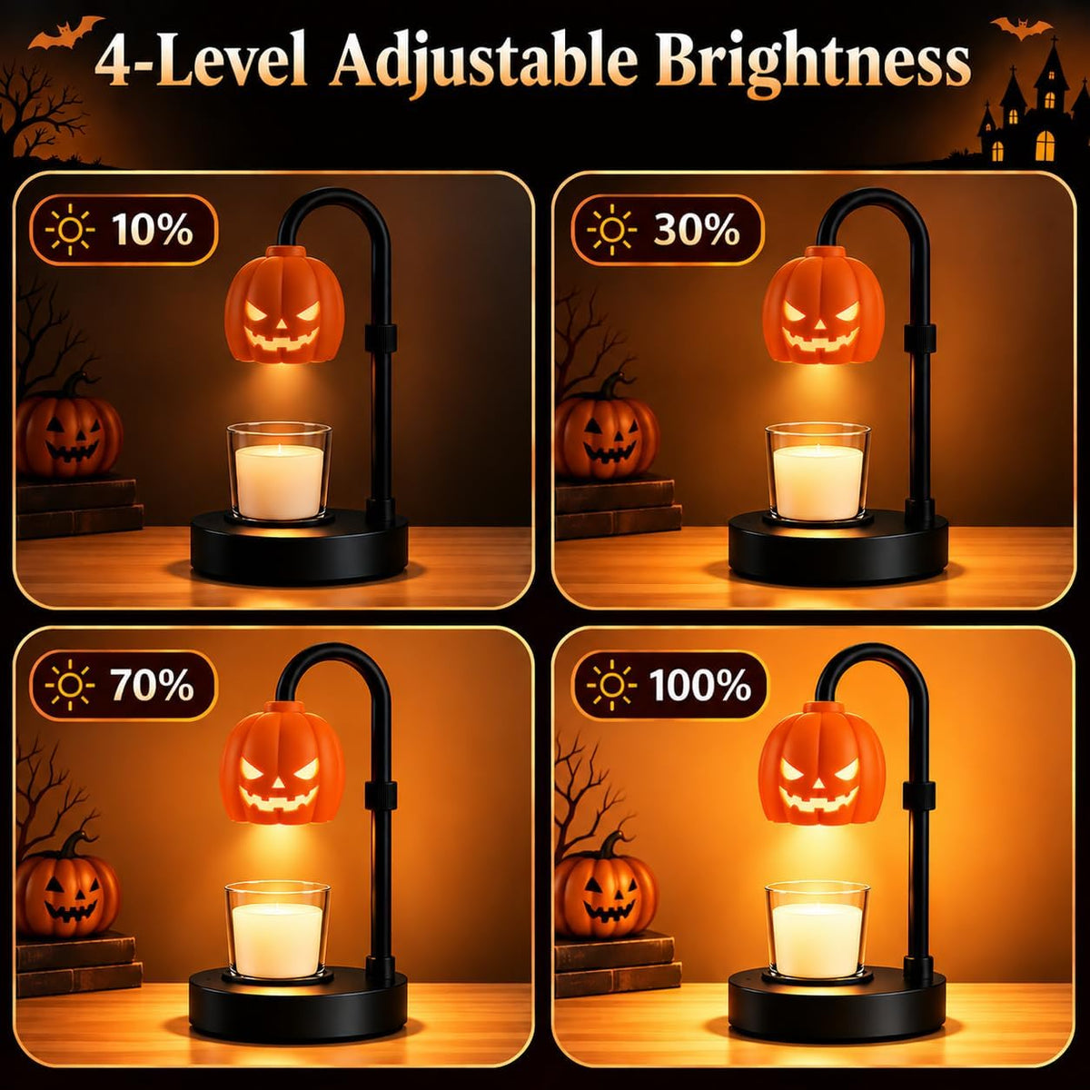 Pumpkin Halloween Candle Warmer Lamp,Spooky Gothic Home Decor with Timer &...