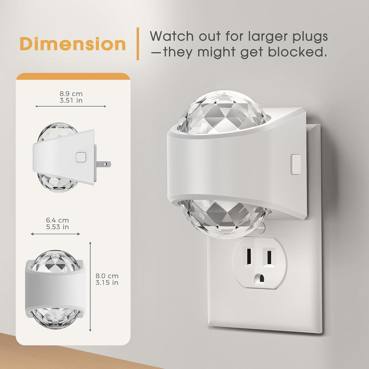 Briignite Night Lights Plug into Wall, Night Light Projector 9-Color RGB