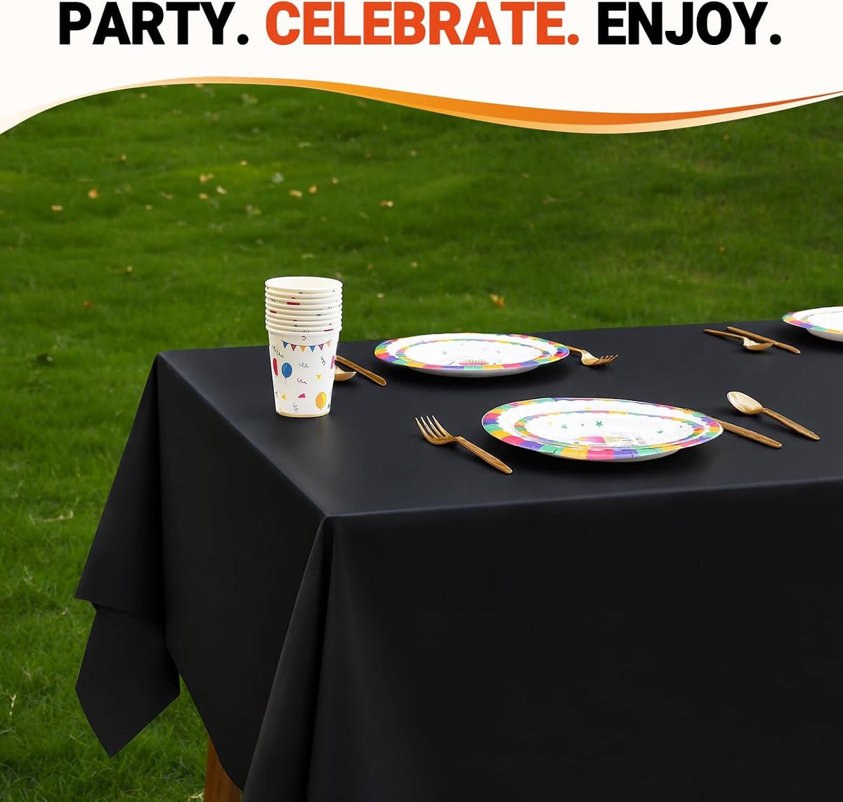 Plastic Table Cloth Disposable 54in x 310ft Black Tablecloth Roll Cutter