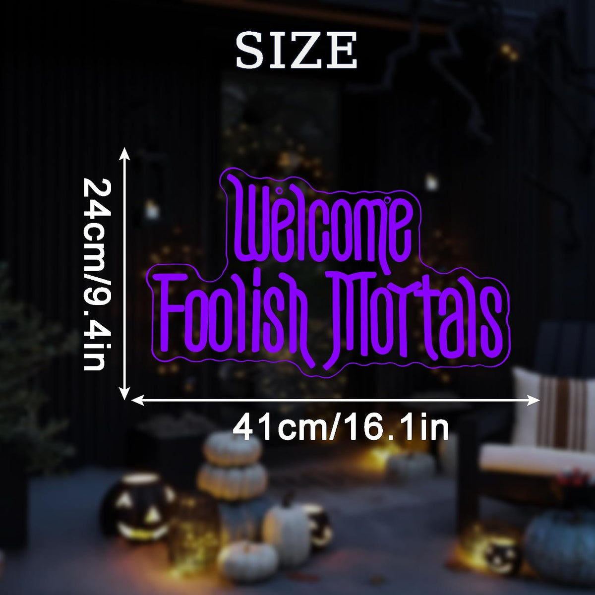 Welcome Foolish Mortals Neon Sign, Halloween Neon Light Spooky Gothic Haunted...