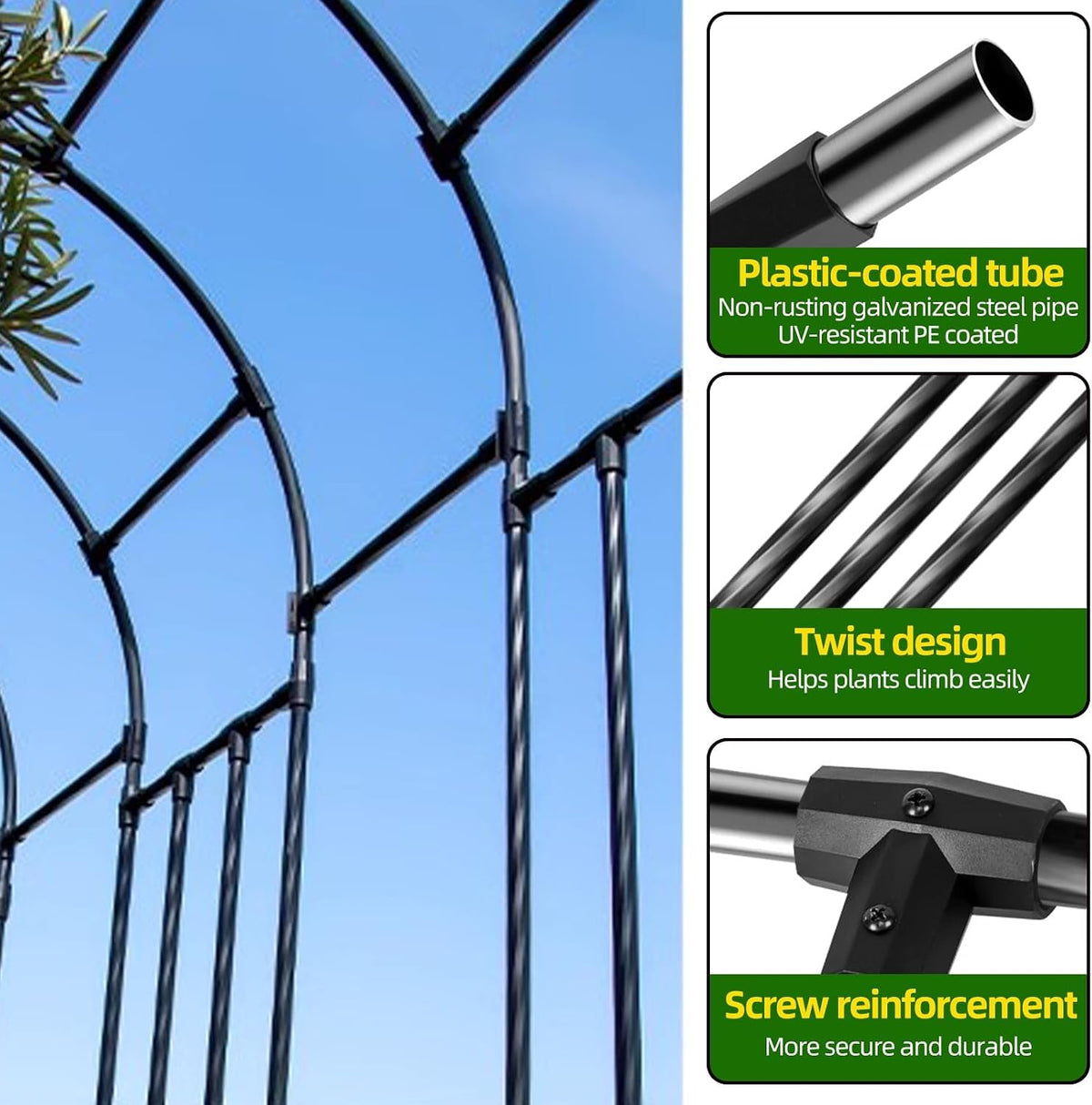 BUKLIYN Garden Arch Trellis - Garden Arch Size:126in(L) * 94.5in(H)