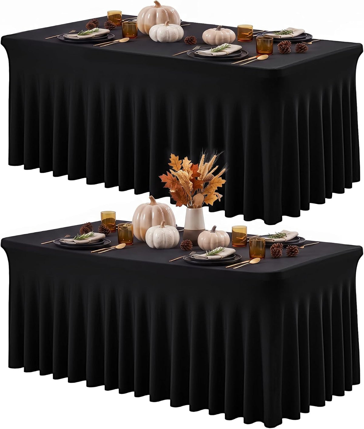 IVAPUPU Spandex 2Pcs Tablecloth, Table Cover Skirt for 6FT Rectangle Tables