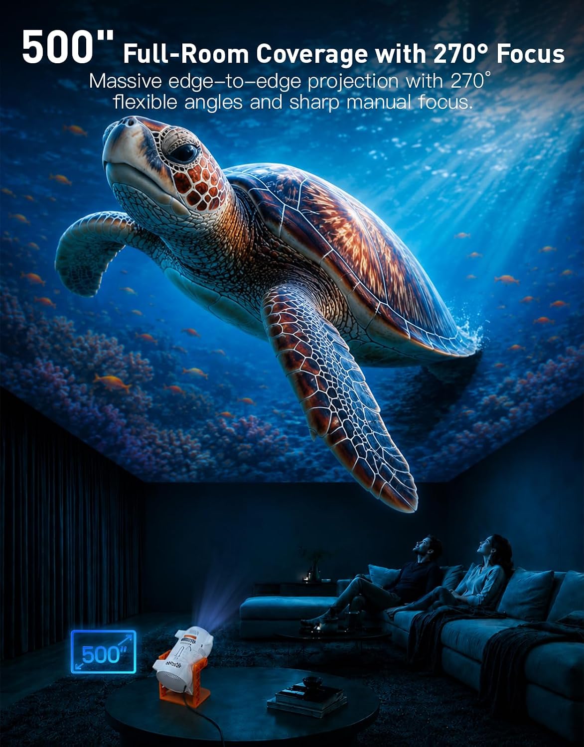 3D Galaxy Ocean Projector, HD Star Projector with 100+ Scenes for Bedroom