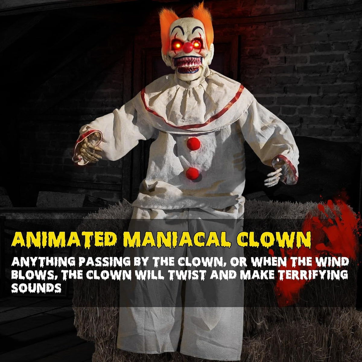 Halloween Animatronic Sitting Clown - Halloween Animated Decorations Sound Ac...