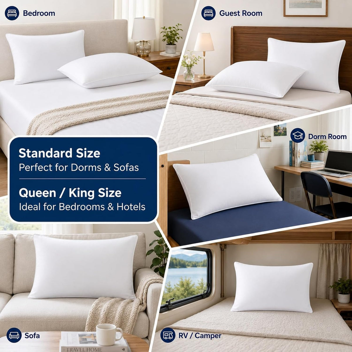 CozyLux Bed Pillows Standard Size Set of 4, 18" x 26", Medium Support