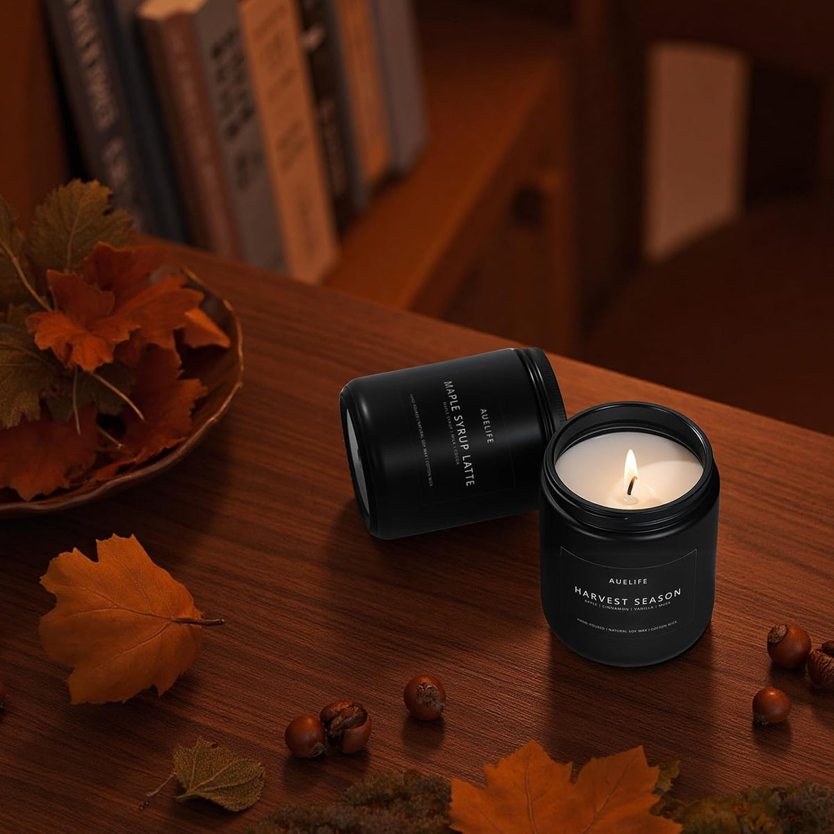 Auelife Fall Candle Set for Home Scented, Soy Wax, 4 Pack 28 oz