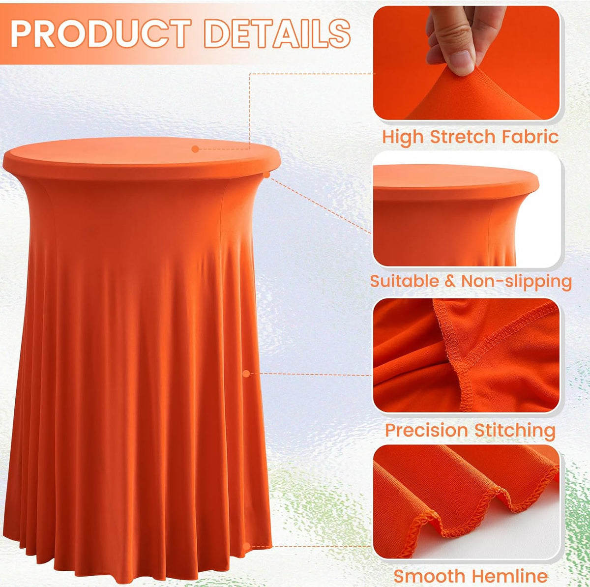 Rakila 2 Pack Round 43 x 32 Inch Spandex Cocktail Tablecloth with Wavy Skirt ...