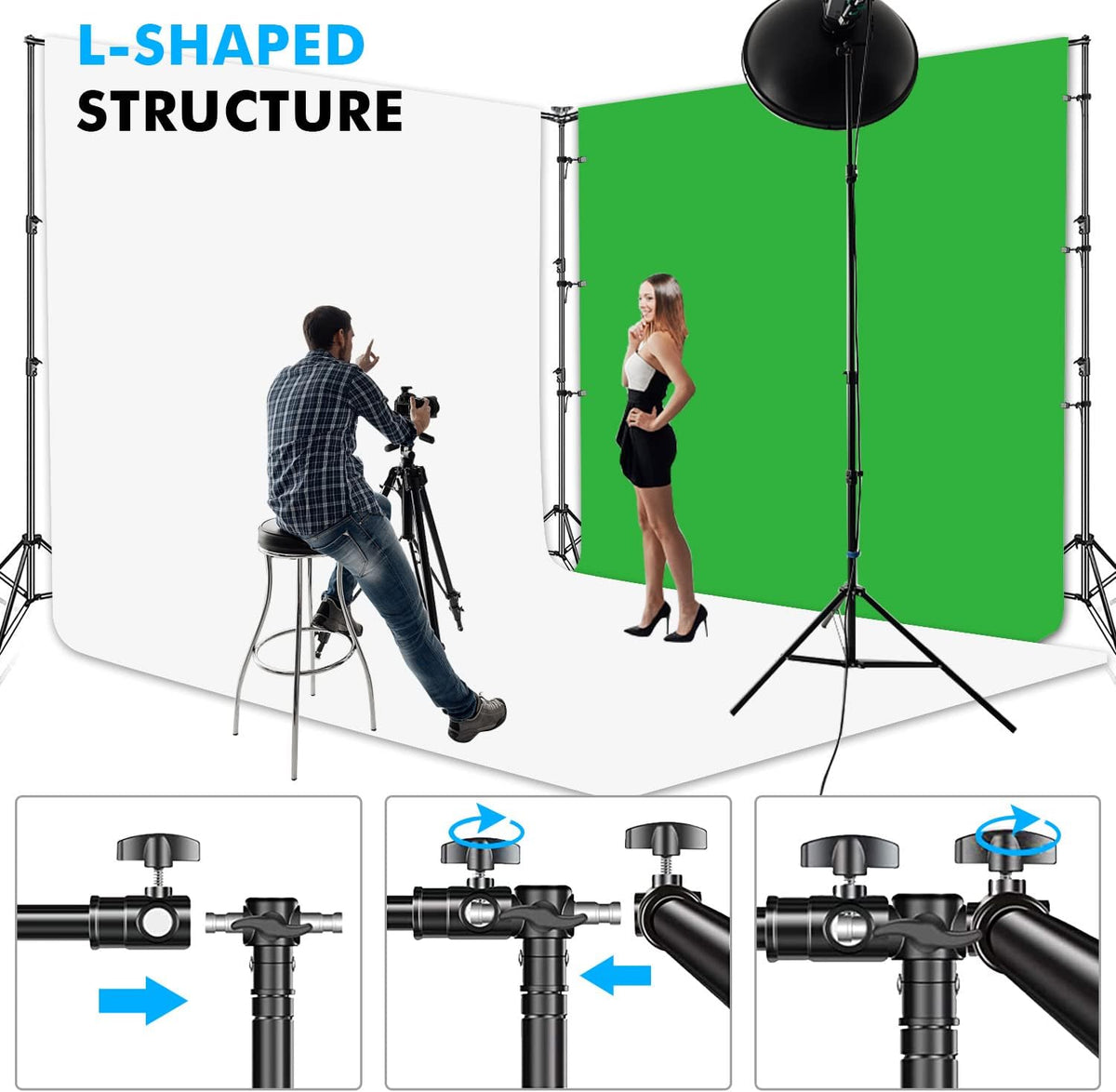 SLOW DOLPHIN Photo Video Studio 20ft (Wide) x 10ft (Tall) Heavy Duty Adjustab...