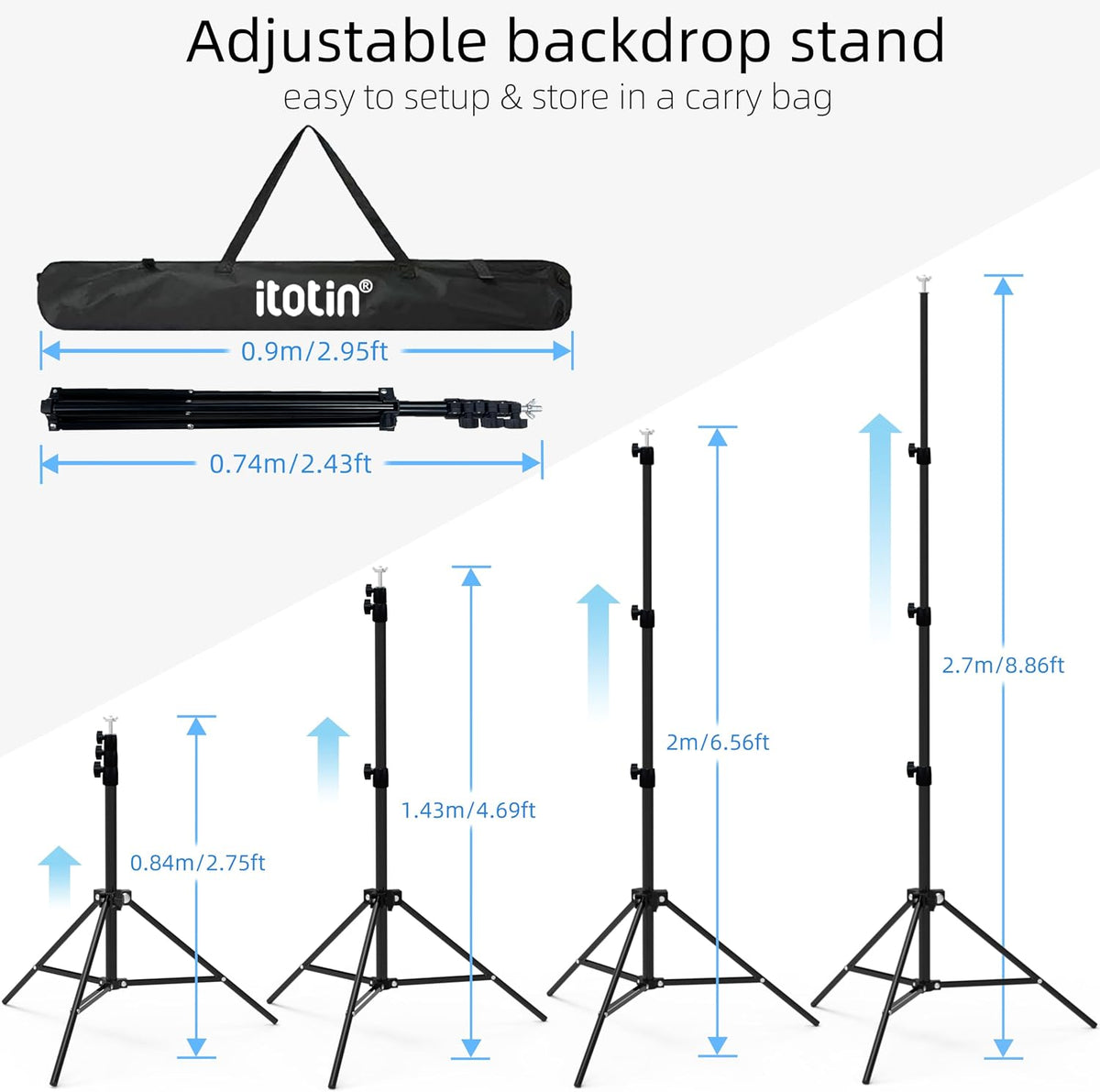 Photo Backdrop Stand, 10x9ft(WxH) Adjustable Photography Backdrop Stand, Alum...