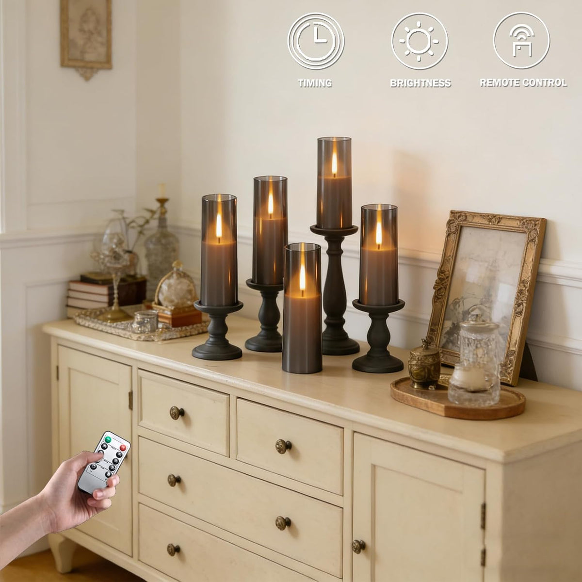 MUMCHASI 8 Packs Flameless Candles, Battery Operated with Remote, Arcylic Rib...