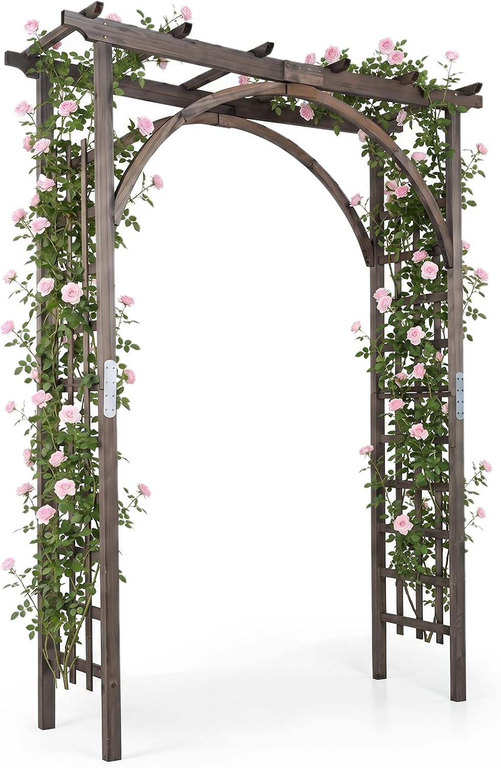 Giantex 85" Wooden Garden Arch Trellis, Wood Flat Top Garden Arbor