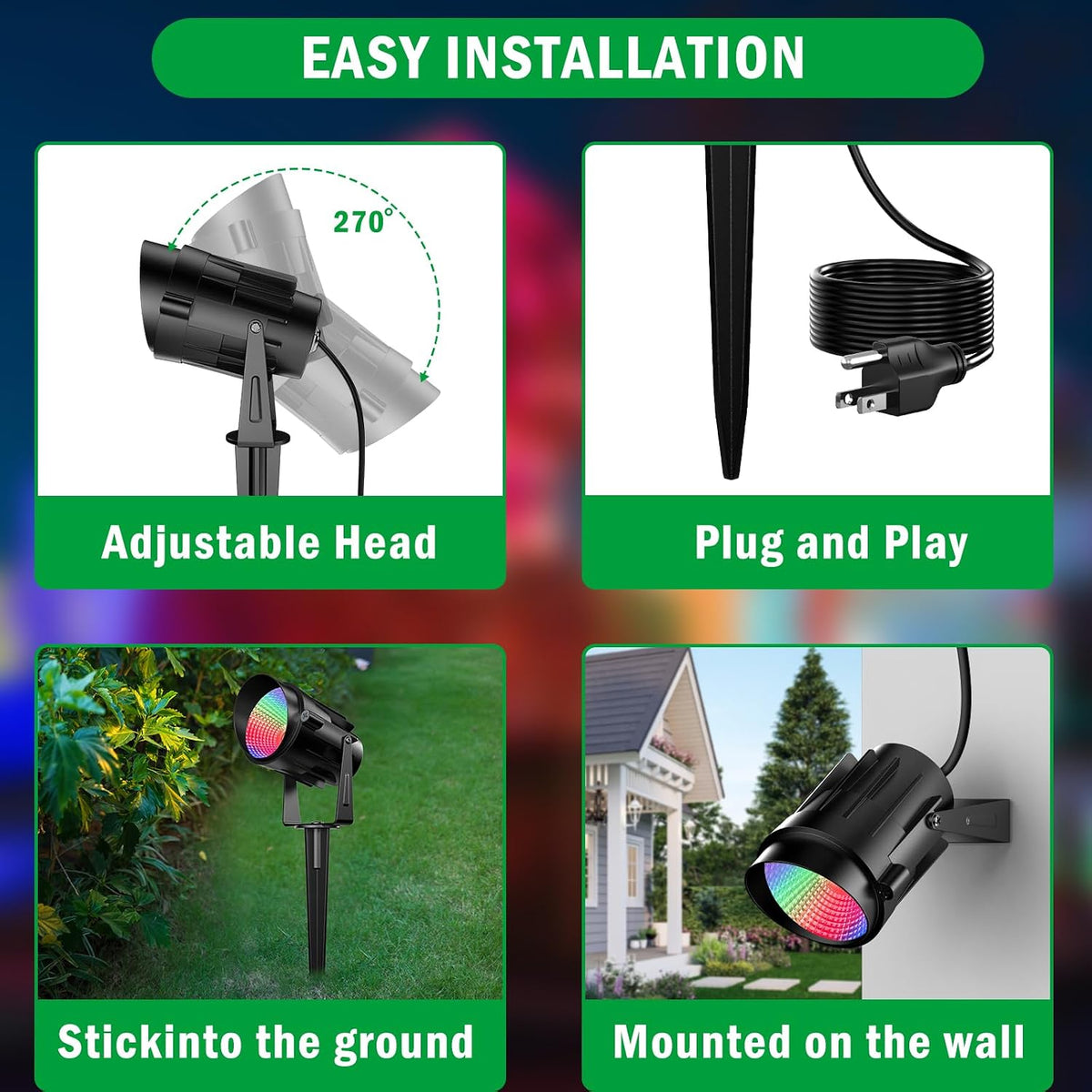 Christmas Halloween Outdoor Spotlights, 12W Color Changing Landscape Lighting...