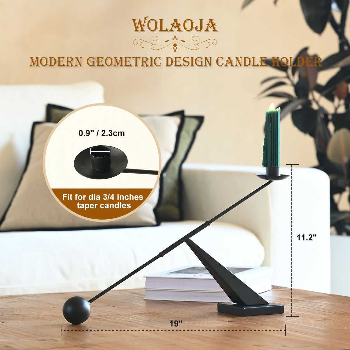 Modern Candle Holder Decor, Black Decorative Tapered Candlestick Holders, Can...