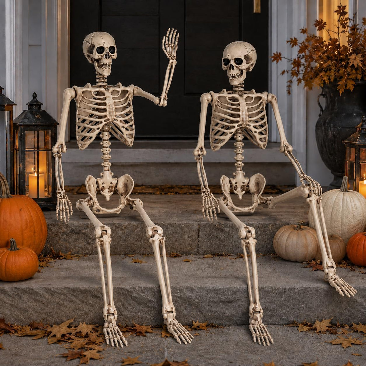 Aimeiar 5.4 Ft Halloween Skeleton Life Size, Posable Skeletons Decor, Full Bo...