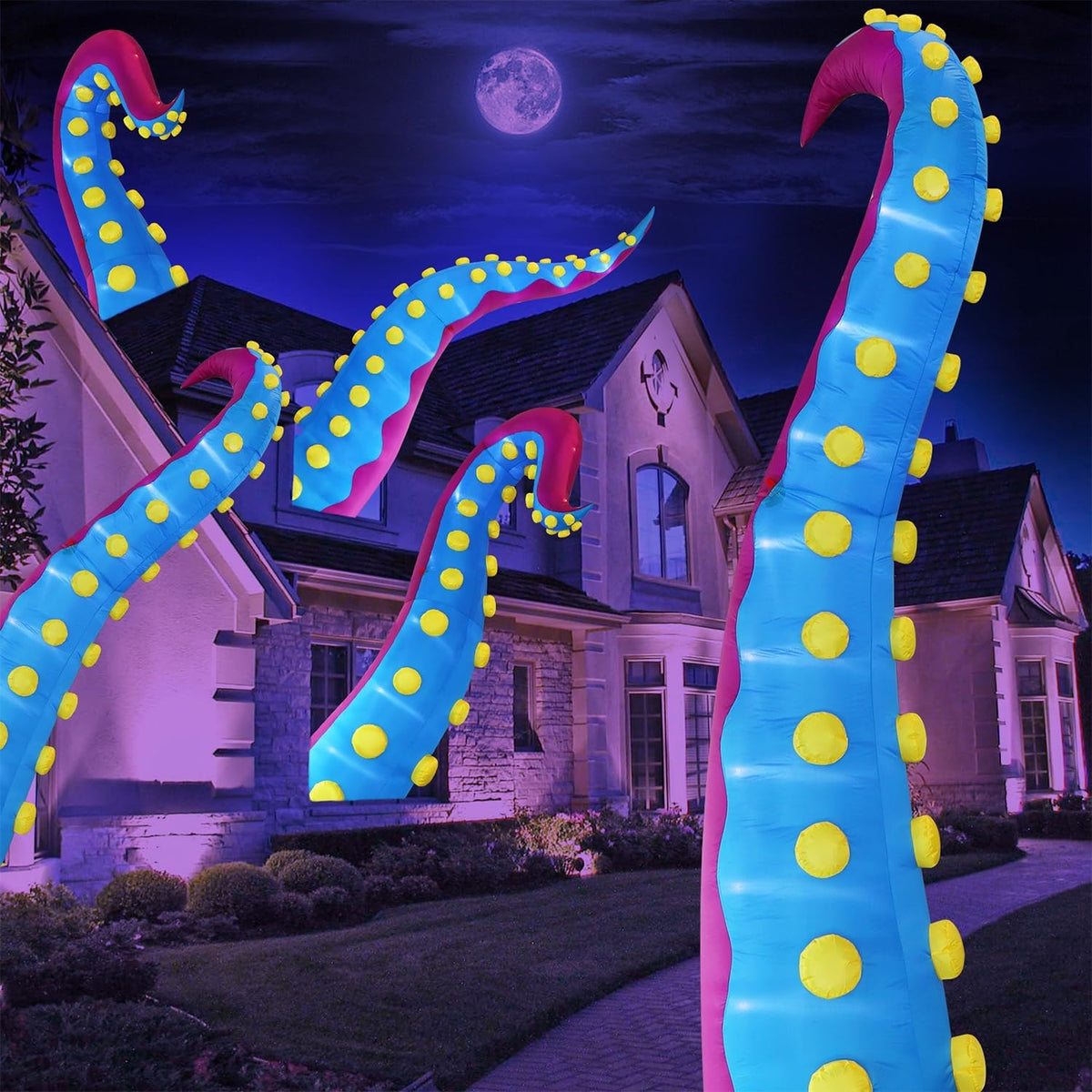 Juegoal 1 PCS Halloween Decorations 11.5FT Tall Inflatable Lighted Giant Octo...