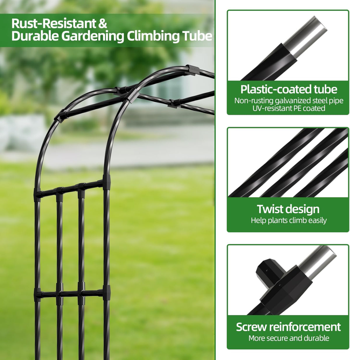 Half Side Garden Arch Trellis for Climbing Plants Outdoor,4FT×8.5FT