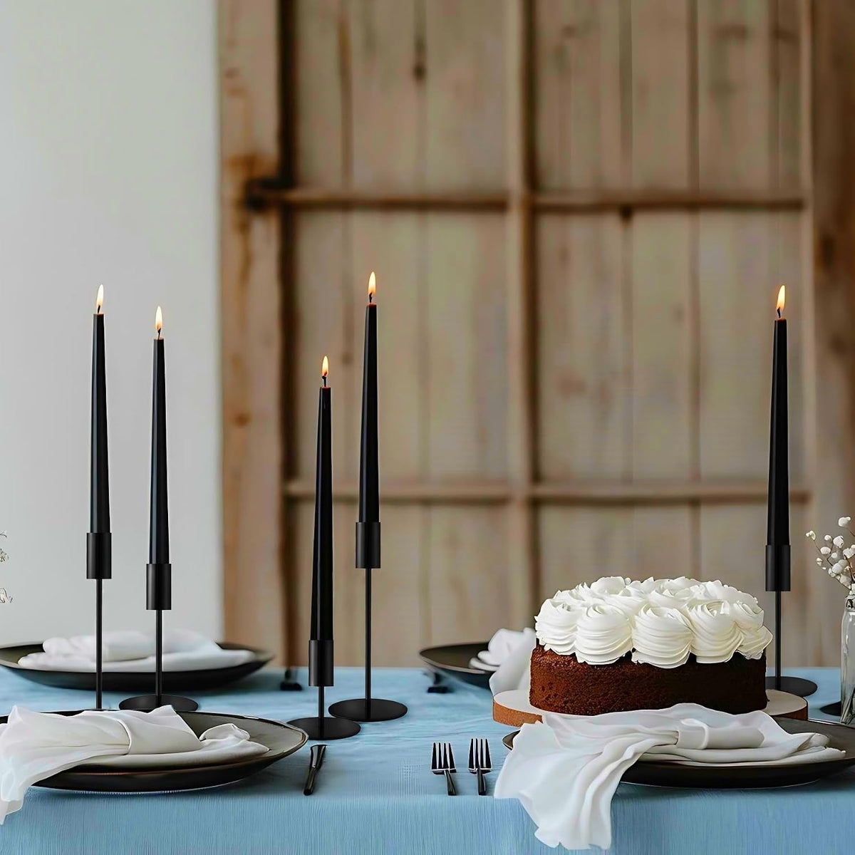 Black Candlestick Holders Bulk, Taper Candle Holders 27Pc, 3 Heights