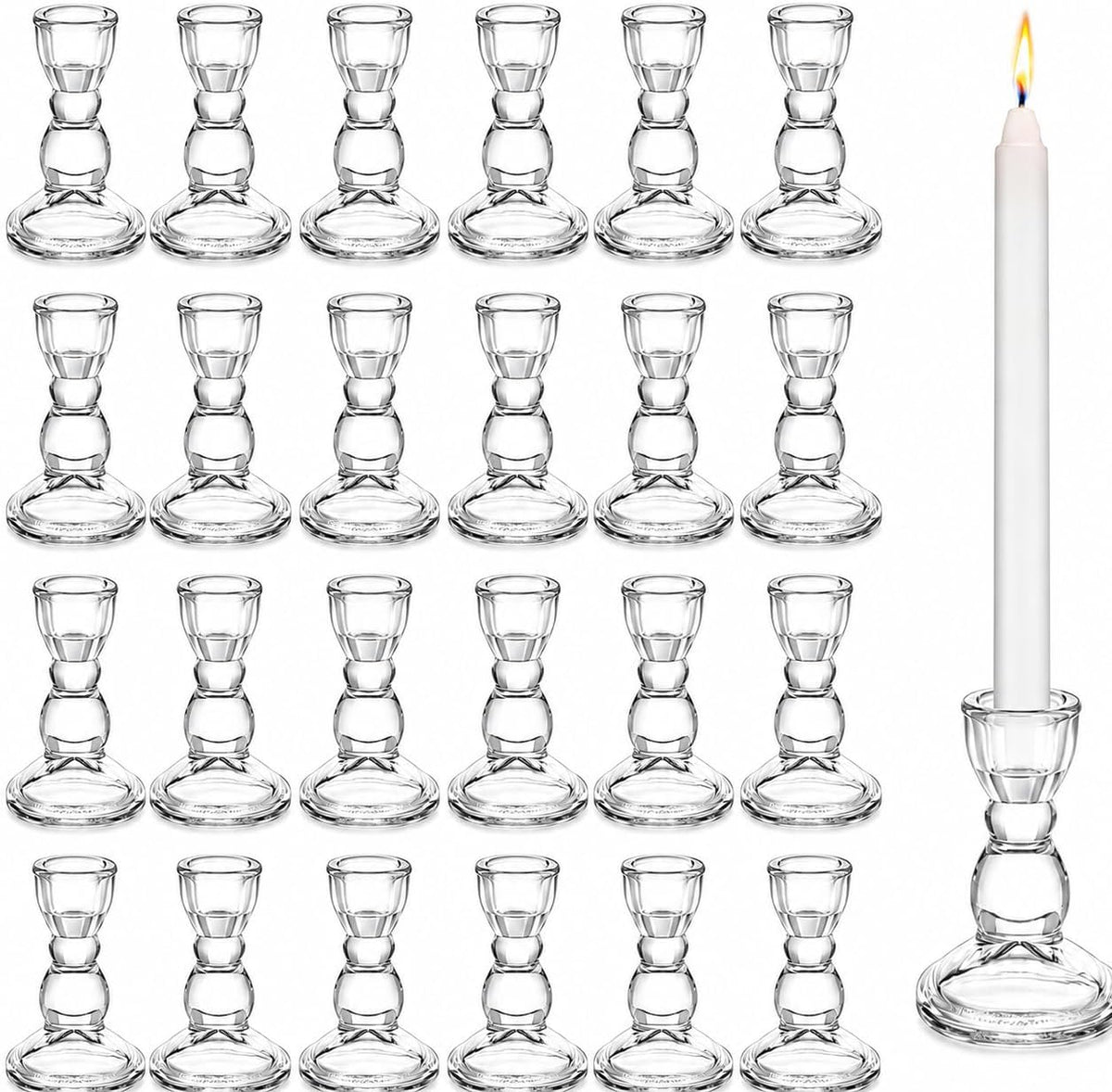 Lanttu 24 Pcs Candlestick Holders Bulk 3.55''x2.56'' Taper Ca...