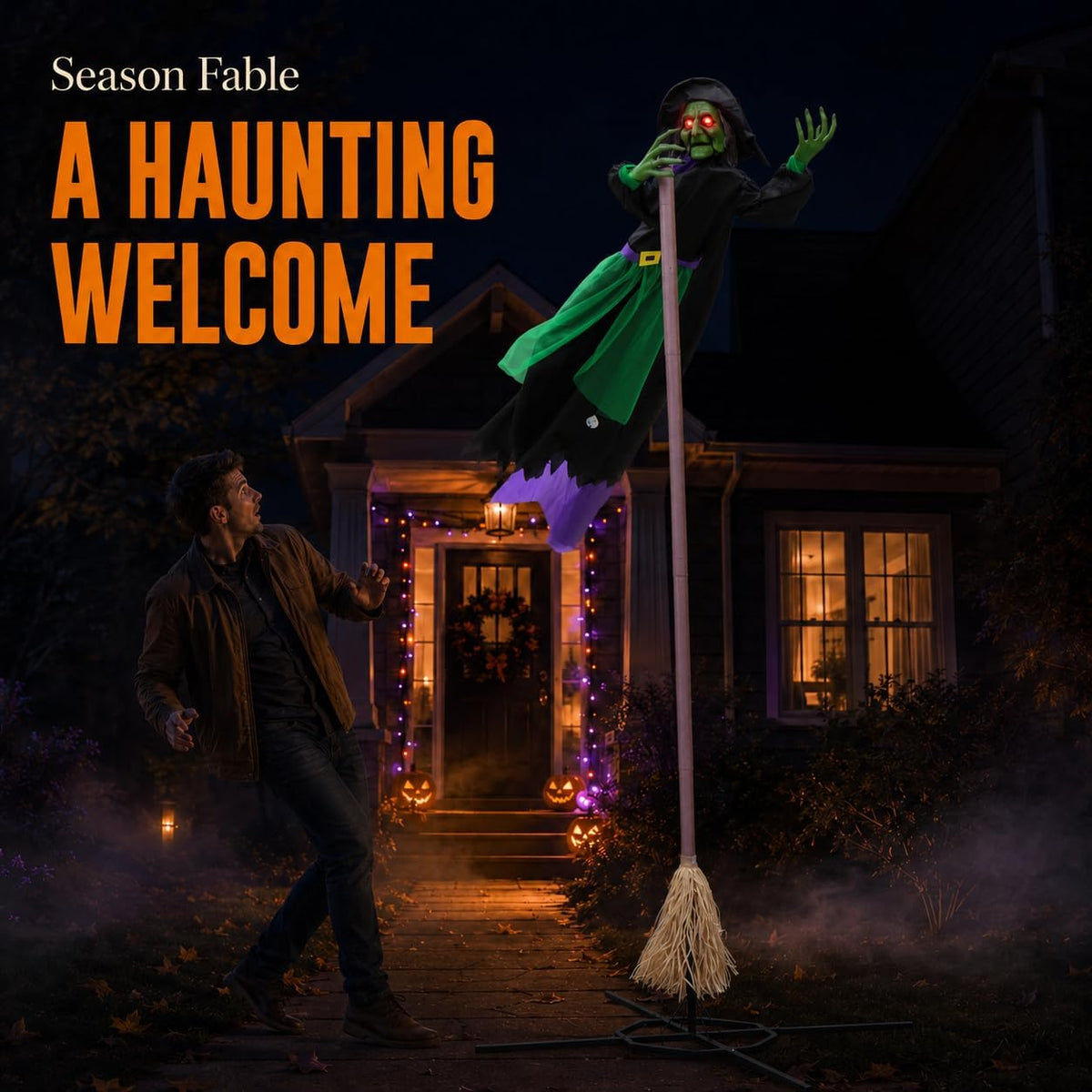 12 Ft Animated Hovering Witch Animatronics